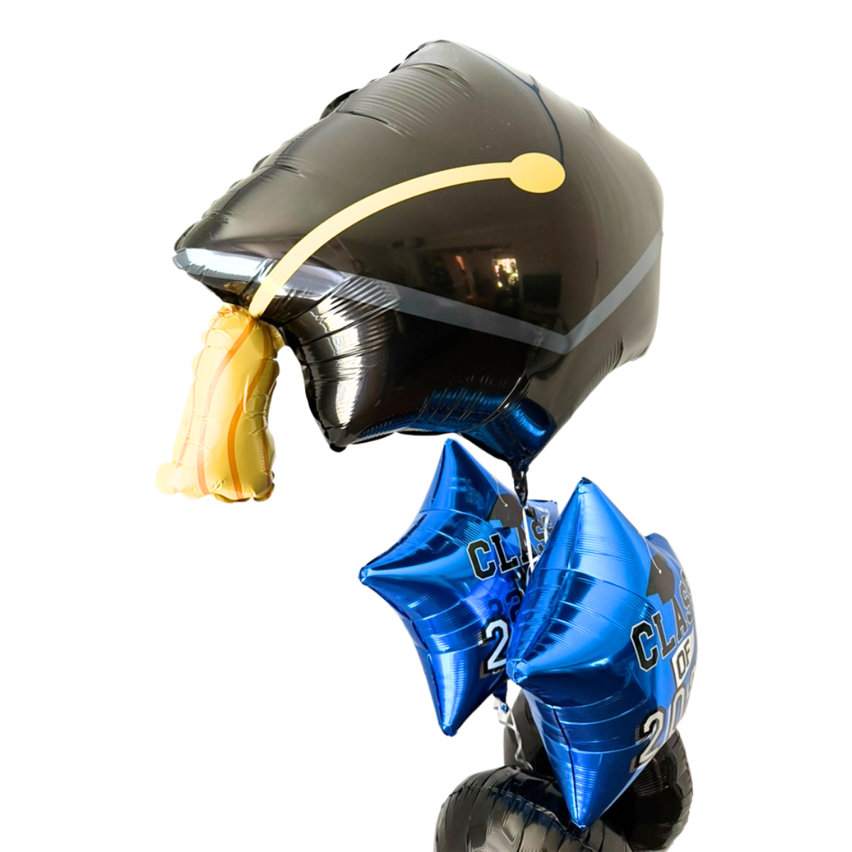 Graduation Balloon Bouquet - Large Cap with Class of 2025 Blue Stars